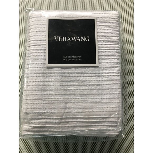Vera Wang Ghost Flower Textured Pinstripe Bedding European Sham - Picture 1 of 4